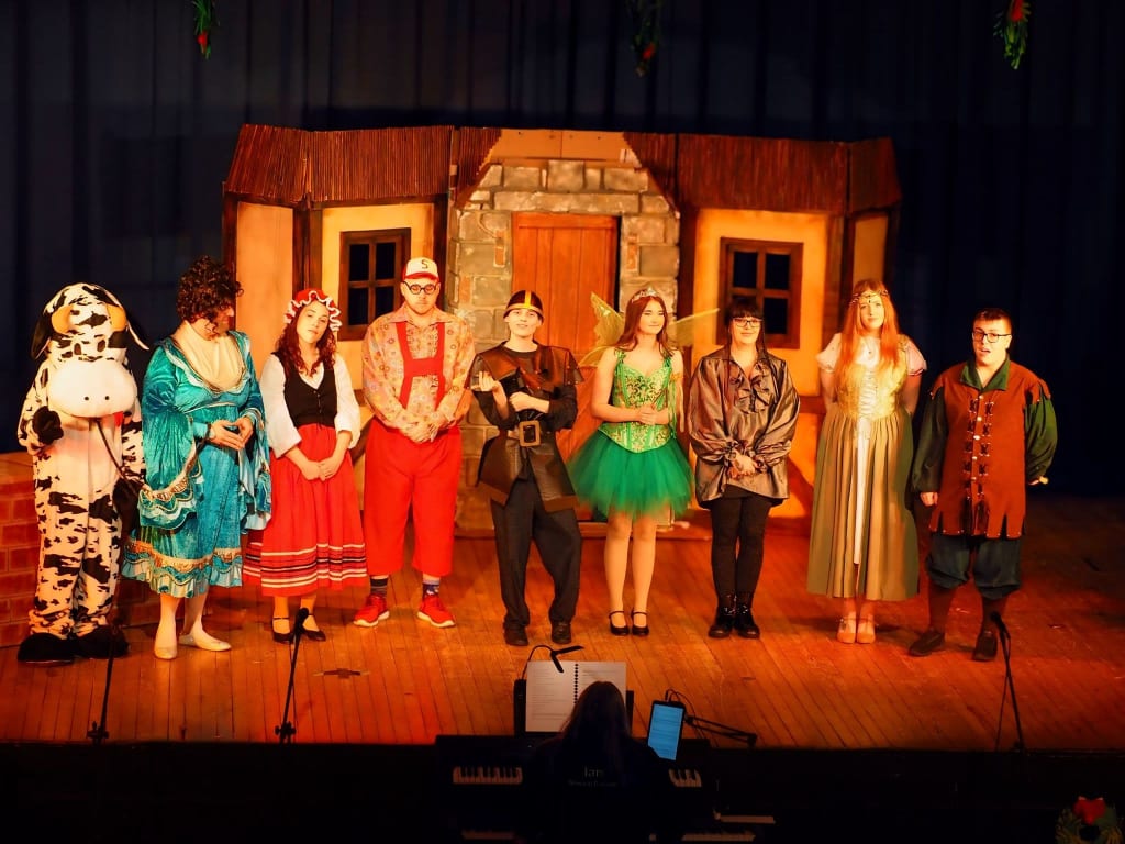 The cast of Jack and the Beanstalk taking a curtain call